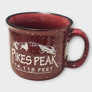Pikes Peak Mug 14,110 Feet Burgundy Speckled 14oz Colorado Collectible